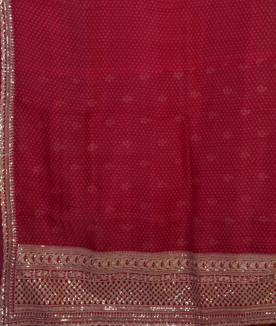Pinkish Red  Organza Embroidery Saree T4630854