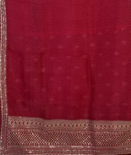Pinkish Red  Organza Embroidery Saree T4630854