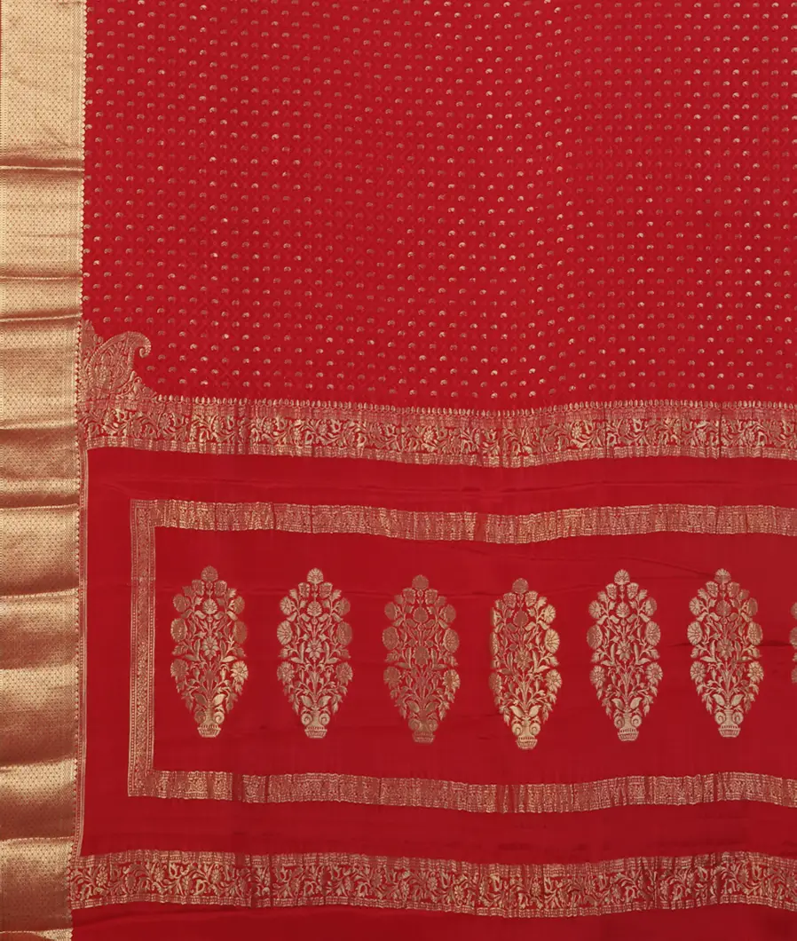 Red Crepe Silk Saree T4407914