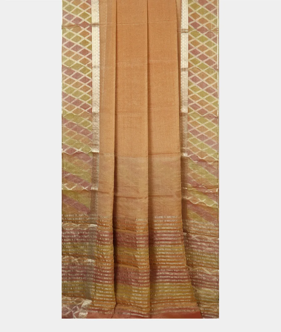Peach Tissue Georgette  Silk Saree T3403972