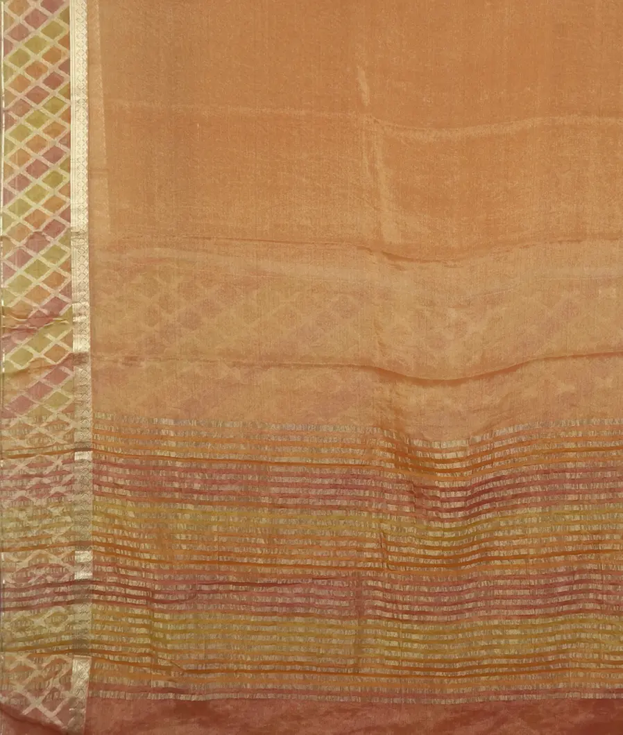 Peach Tissue Georgette  Silk Saree T3403974