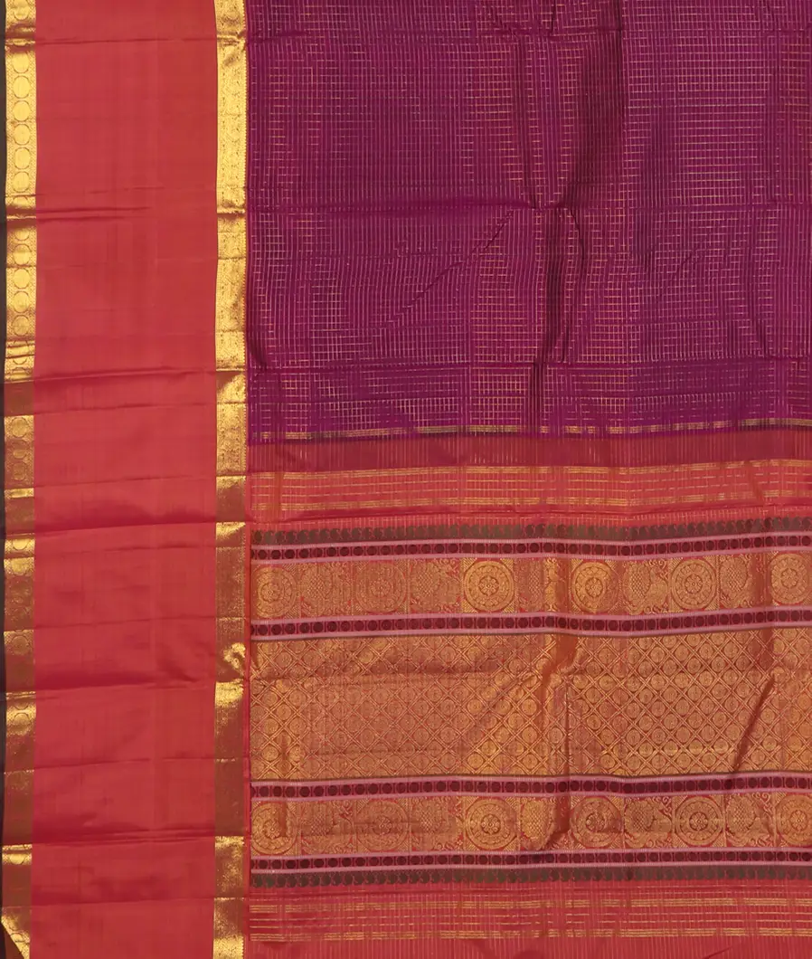 Purple Handwoven Kanjivaram Silk Saree T4662254