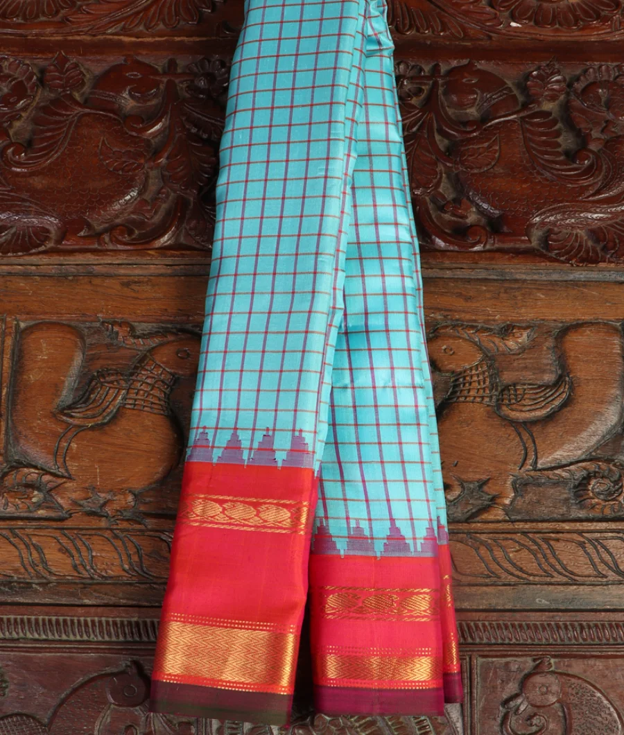 Light Blue Gadwal Silk Saree T465555-image