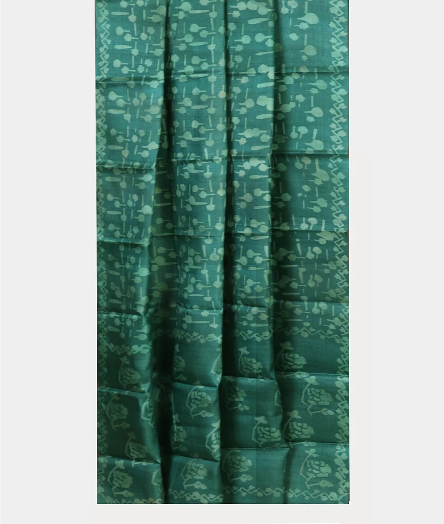 Green Tussar Printed Saree T4659532