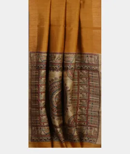 Yellow Tussar Printed Saree T4435102
