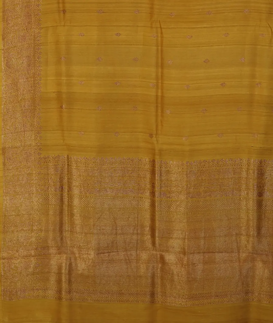 Yellow Banaras Tussar georgette Saree T3812914