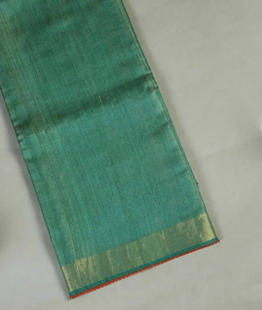 Green Woven Tissue Tussar Saree T467290-image