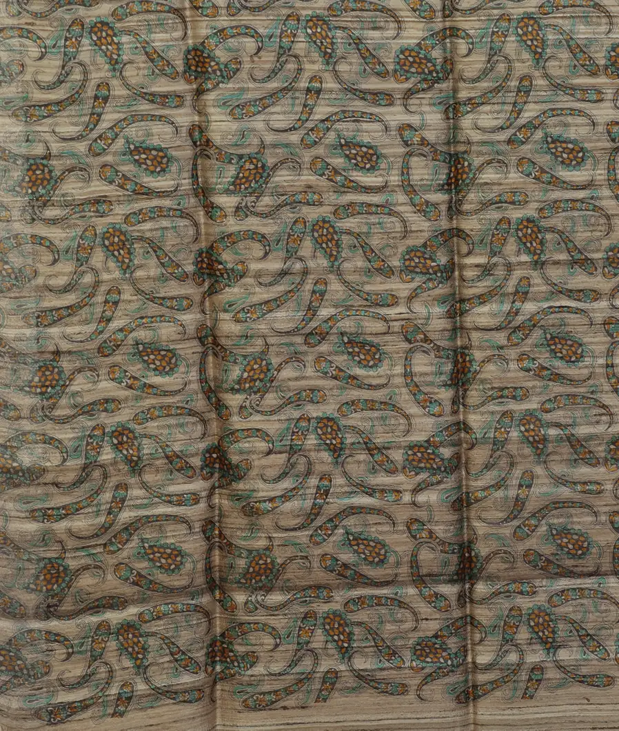 Grey Tussar Printed Saree T4550453