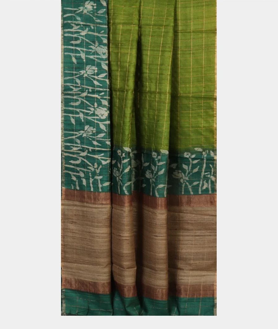 Green Tussar Printed Saree T4672152