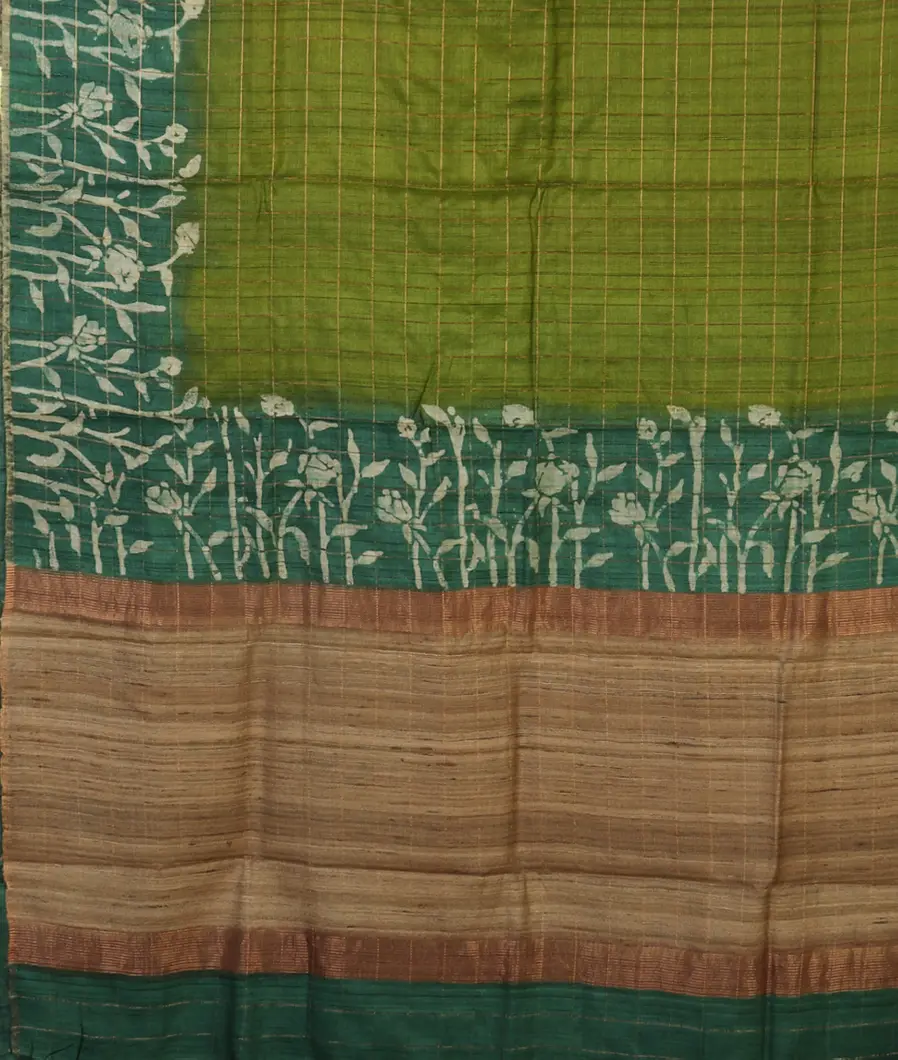 Green Tussar Printed Saree T4672154