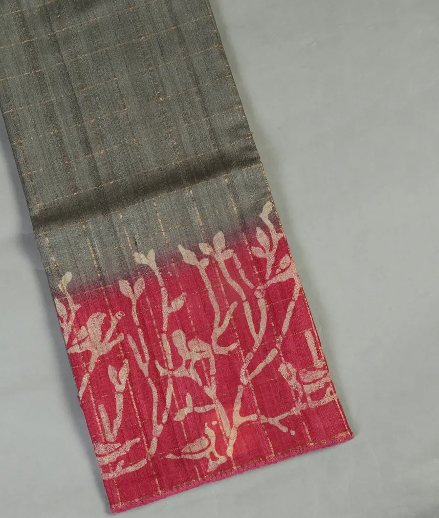 Grey Tussar Printed Saree T467235-image