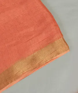 Peach Handwoven Linen Saree T4674331