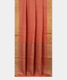 Peach Handwoven Linen Saree T4674332