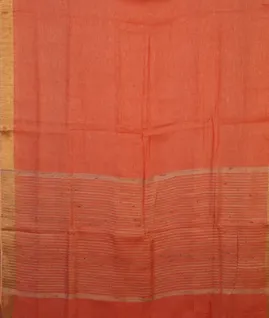 Peach Handwoven Linen Saree T4674334