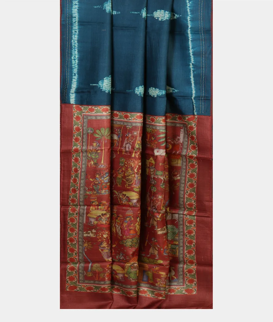 Blue Tussar Printed Saree T4671922
