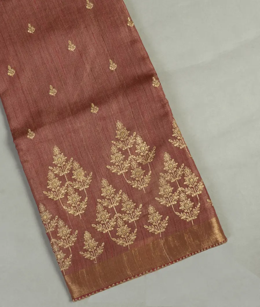 Brown Tissue Tussar Embroidery Saree T467264-image