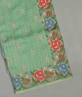 Green Kora Organza Embroidery Saree T3666581