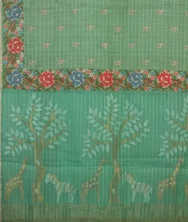 Green Kora Organza Embroidery Saree T3666584