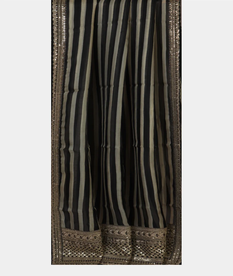 Black Kora Organza Embroidery Saree  T4671262