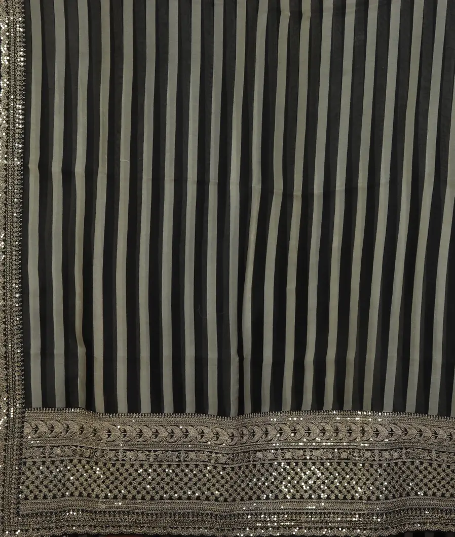 Black Kora Organza Embroidery Saree  T4671264