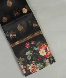 Black Kora Organza Printed Saree T4671031