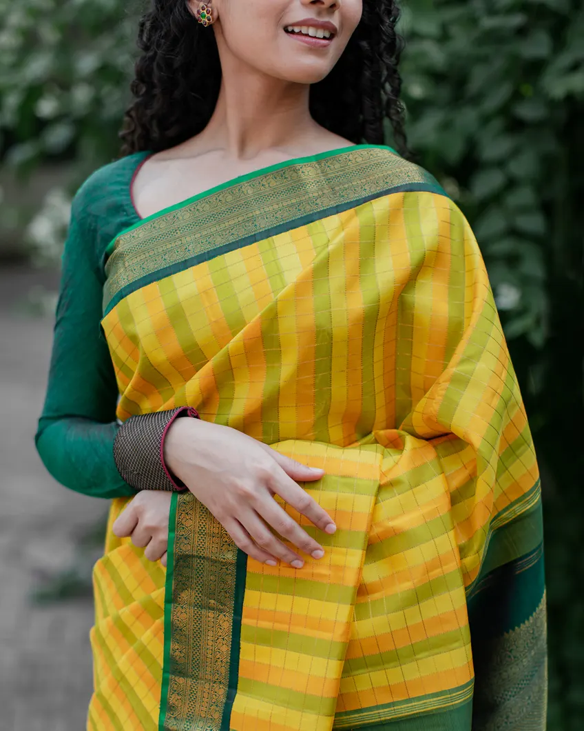 Yellow Kanjivaram Silk Saree T4371632