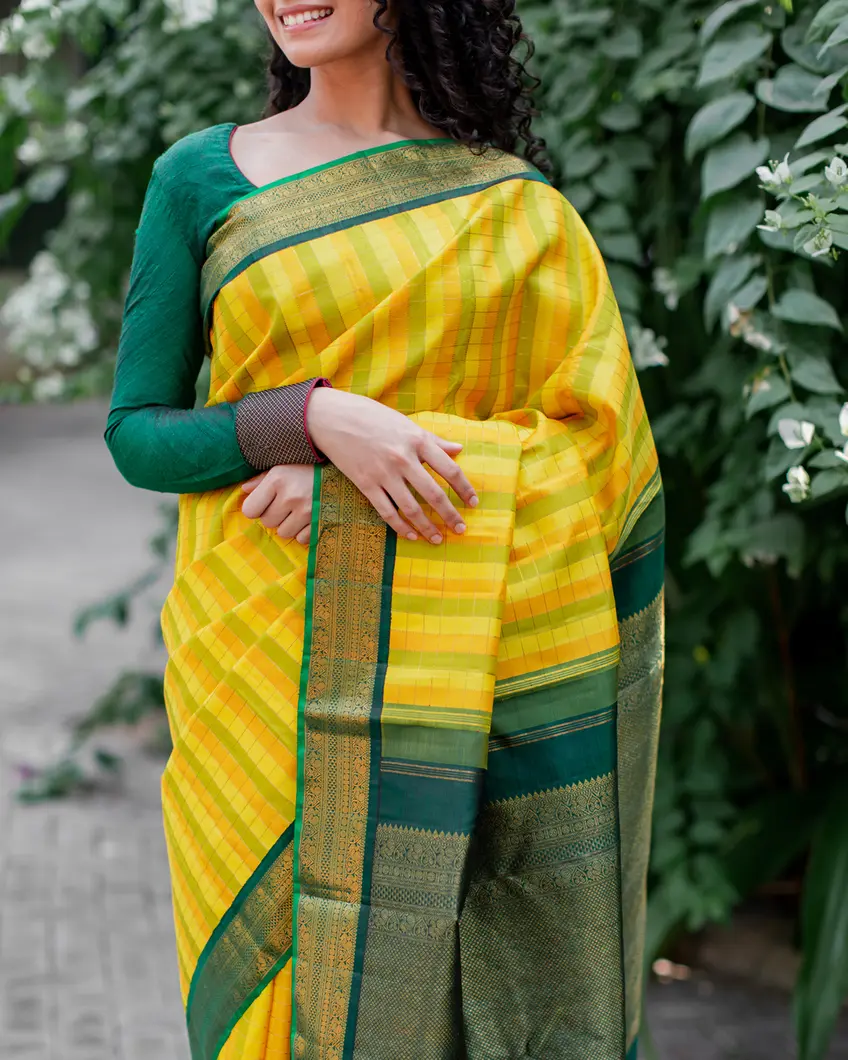 Yellow Kanjivaram Silk Saree T4371638