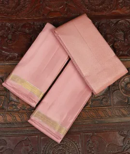 Pink Handwoven Kanjivaram Silk Dhoti and Vastharam with Shirt Material T4640061