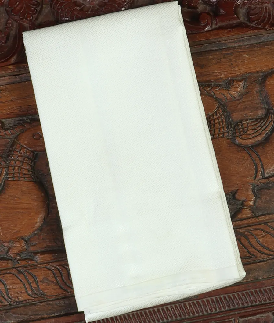 White Handwoven Kanjivaram Silk Dhoti and Vastharam with Shirt Material T4663232