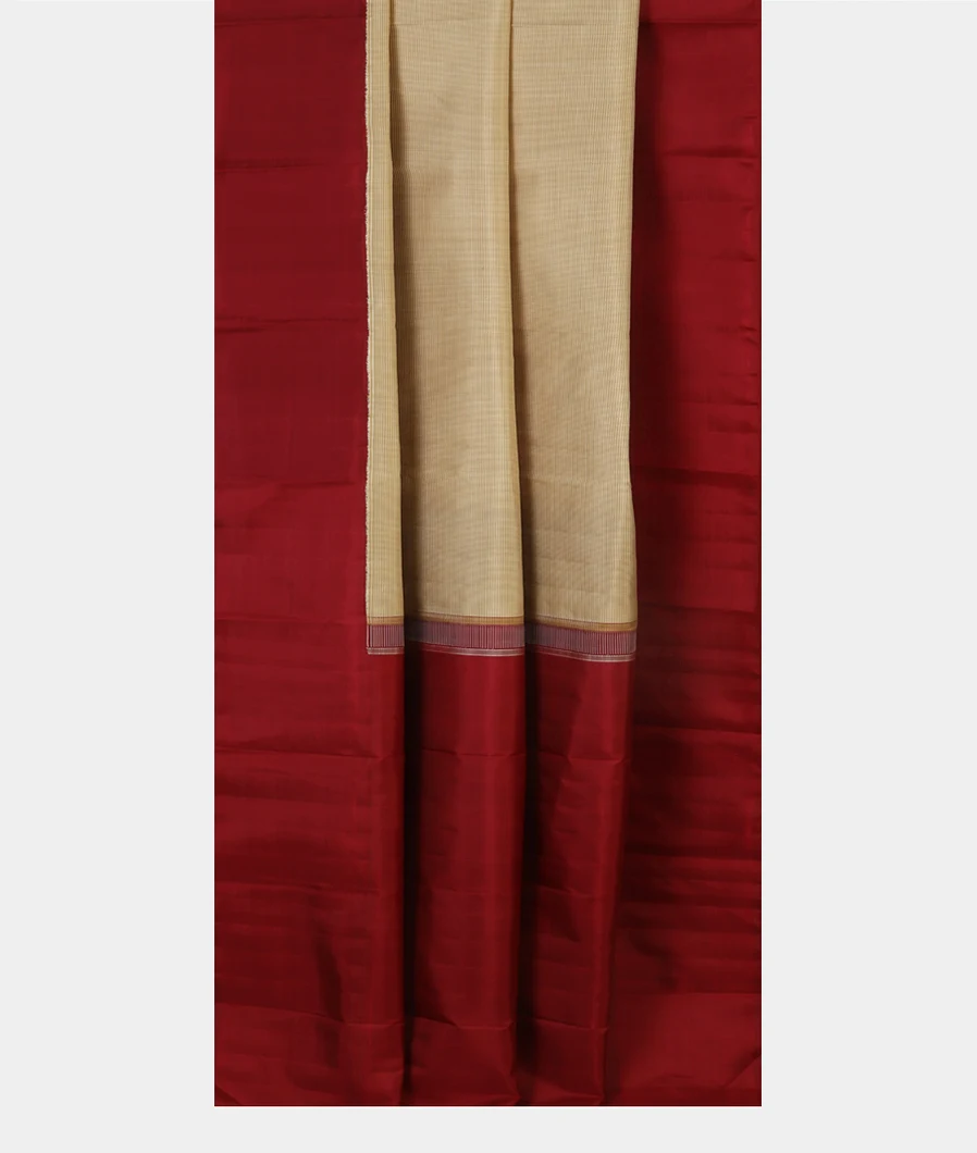 Cream And Beige Handwoven Kanjivaram Silk Saree T4578842