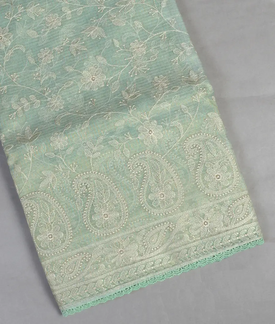 Green Silk Kota Embroidery Saree T467718-image