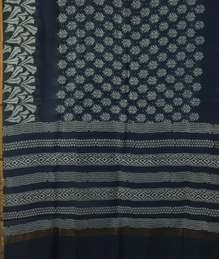 Blue Kota Cotton Saree T4655194