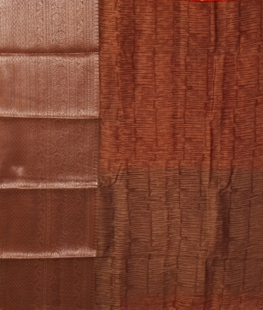 Rust Soft Printed Cotton Saree T4682483