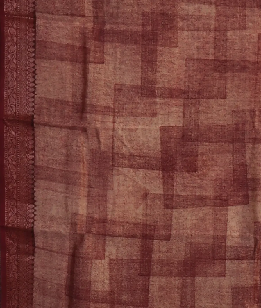 Maroon Soft Printed Cotton Saree  T4682403