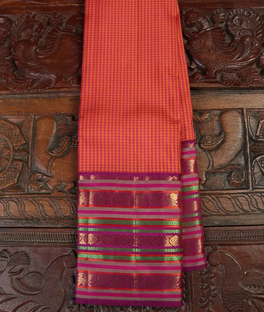 Orange And Pink Handwoven Kanjivaram Silk Saree T468661-image