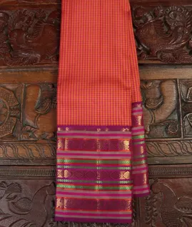Orange And Pink Handwoven Kanjivaram Silk Saree T4686611
