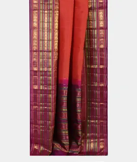 Orange And Pink Handwoven Kanjivaram Silk Saree T4686612