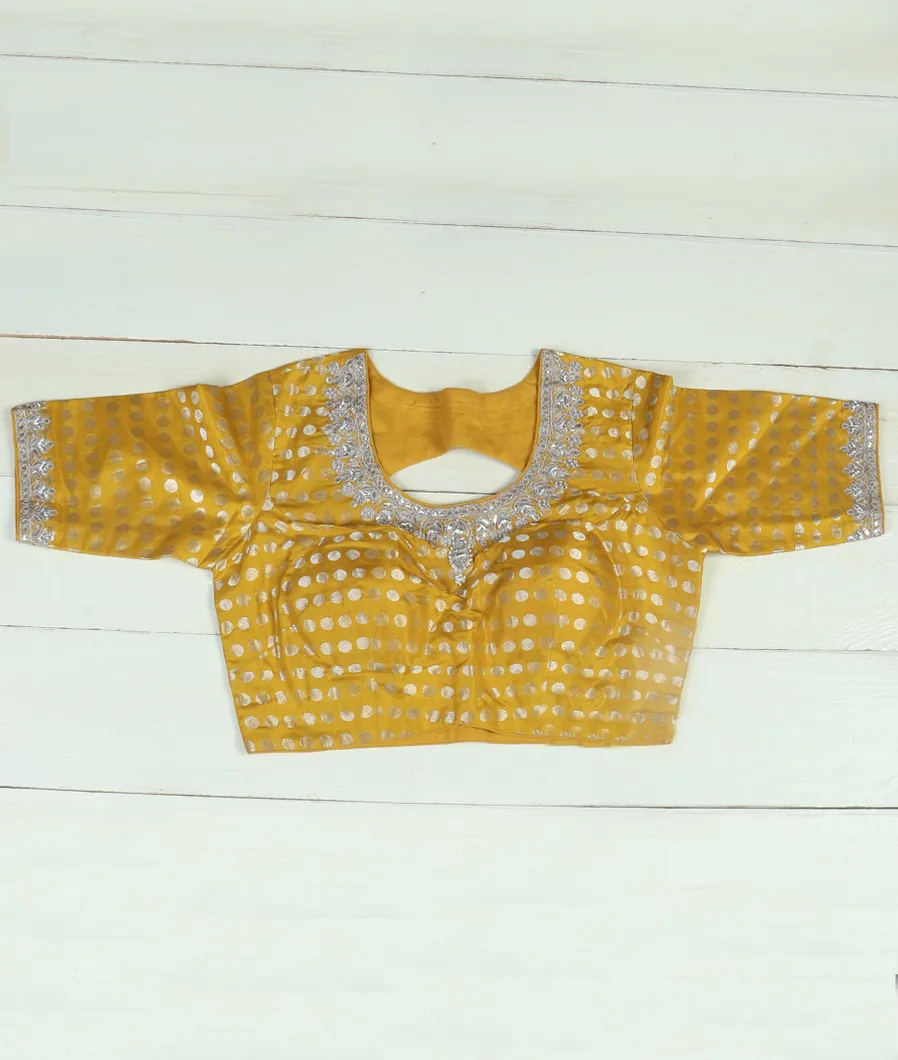 Yellow Handwoven Kanjivaram Silk Blouse T41986-image