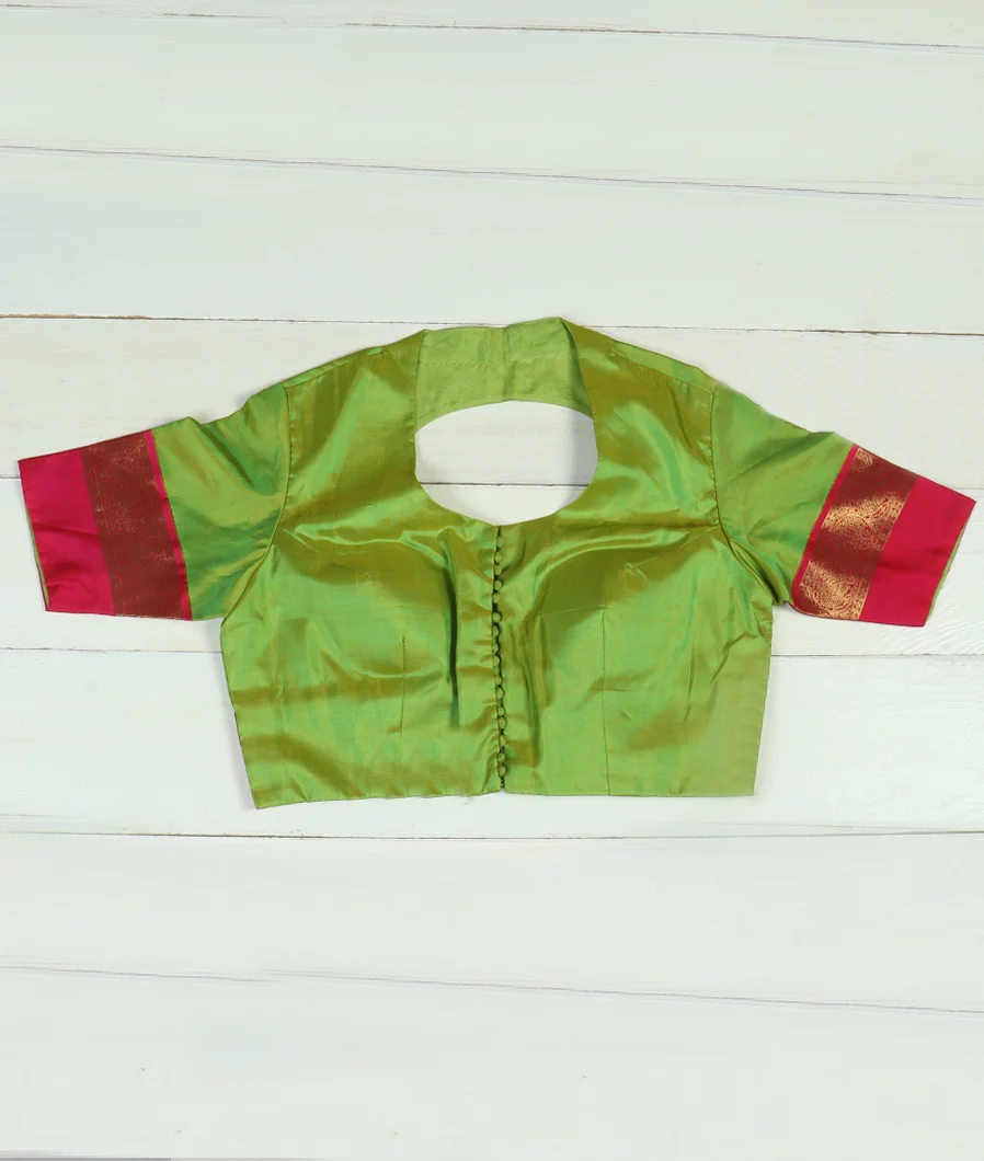 Yellowish Green Handwoven Kanjivaram Silk Blouse LD4755-image