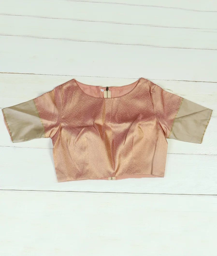 Peach Handwoven Kanjivaram Silk Blouse NC3361-image