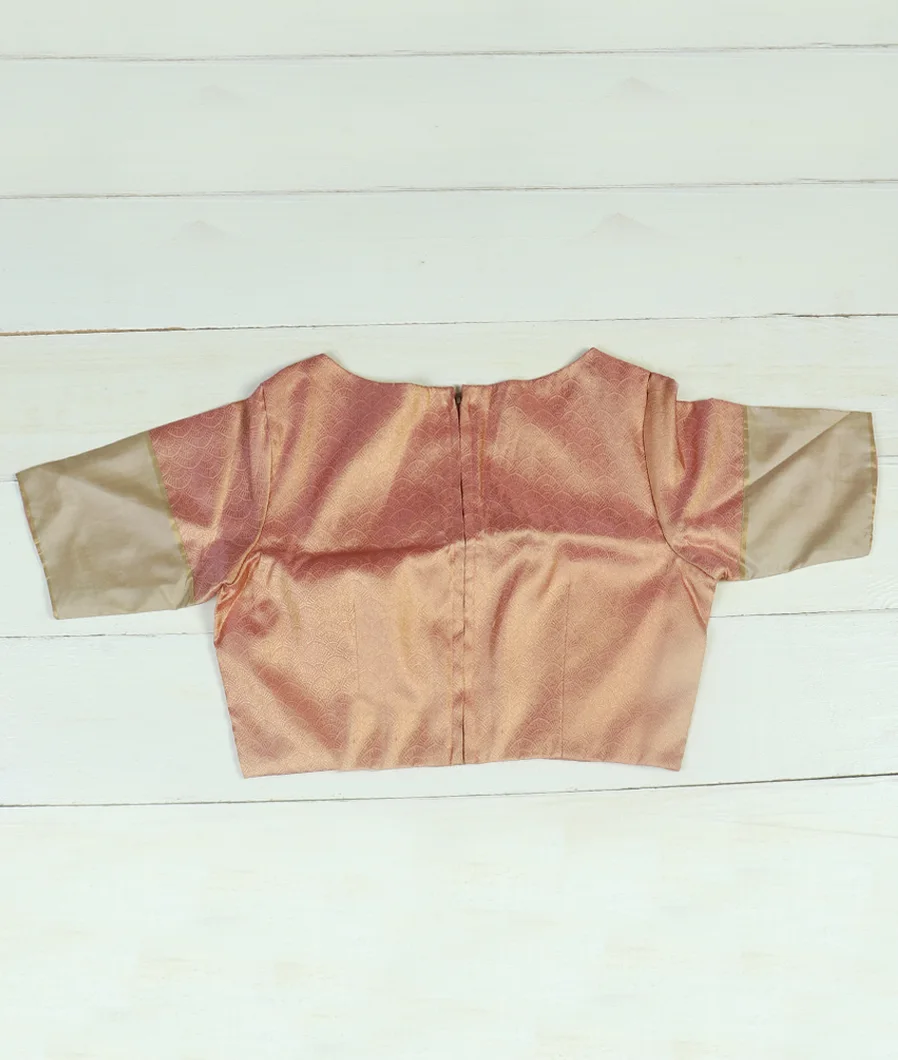 Peach Handwoven Kanjivaram Silk Blouse NC33612