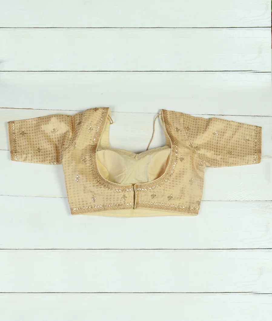 Beige Handwoven Kanjivaram Silk Blouse T700942