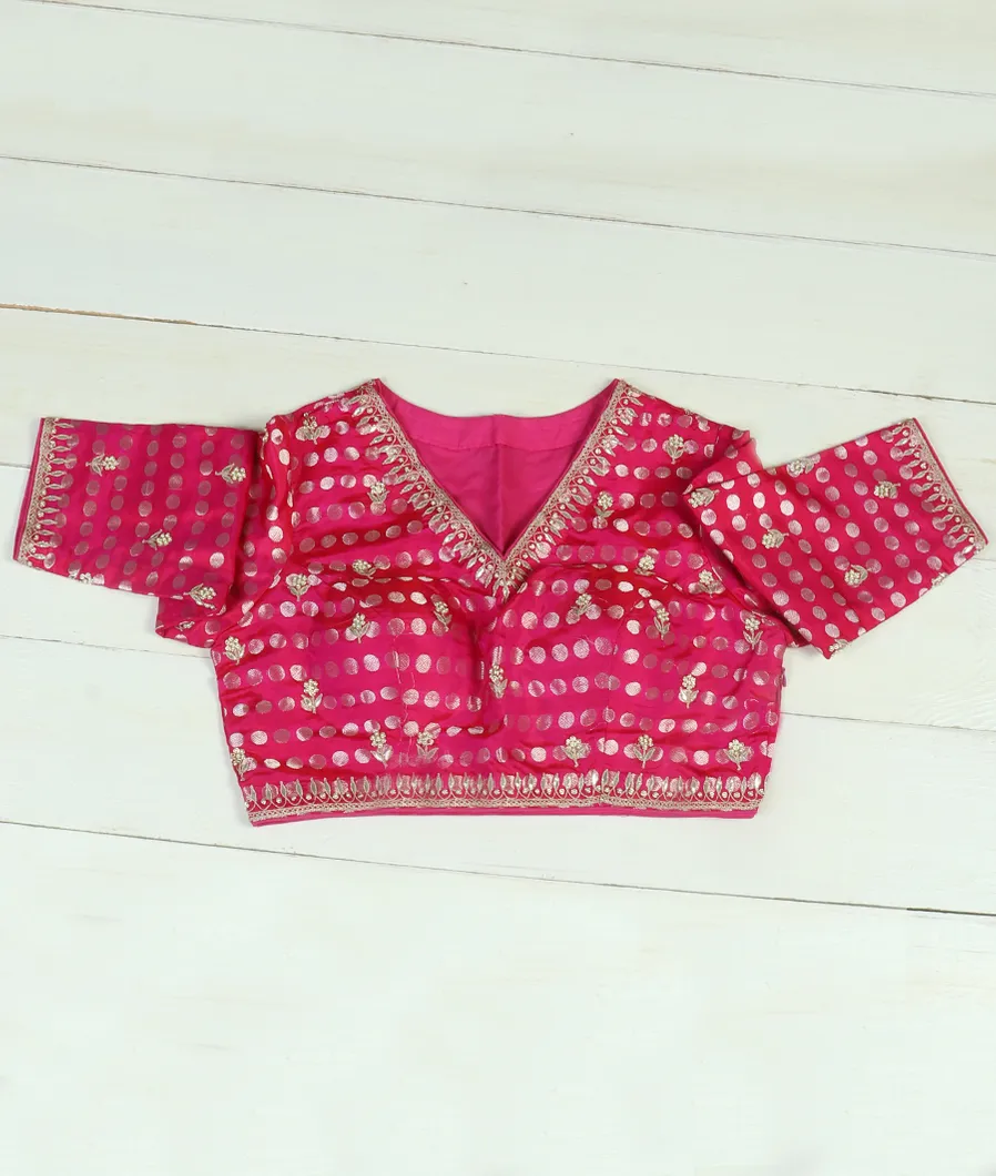 Magenta Handwoven Kanjivaram Silk Blouse T70097-image