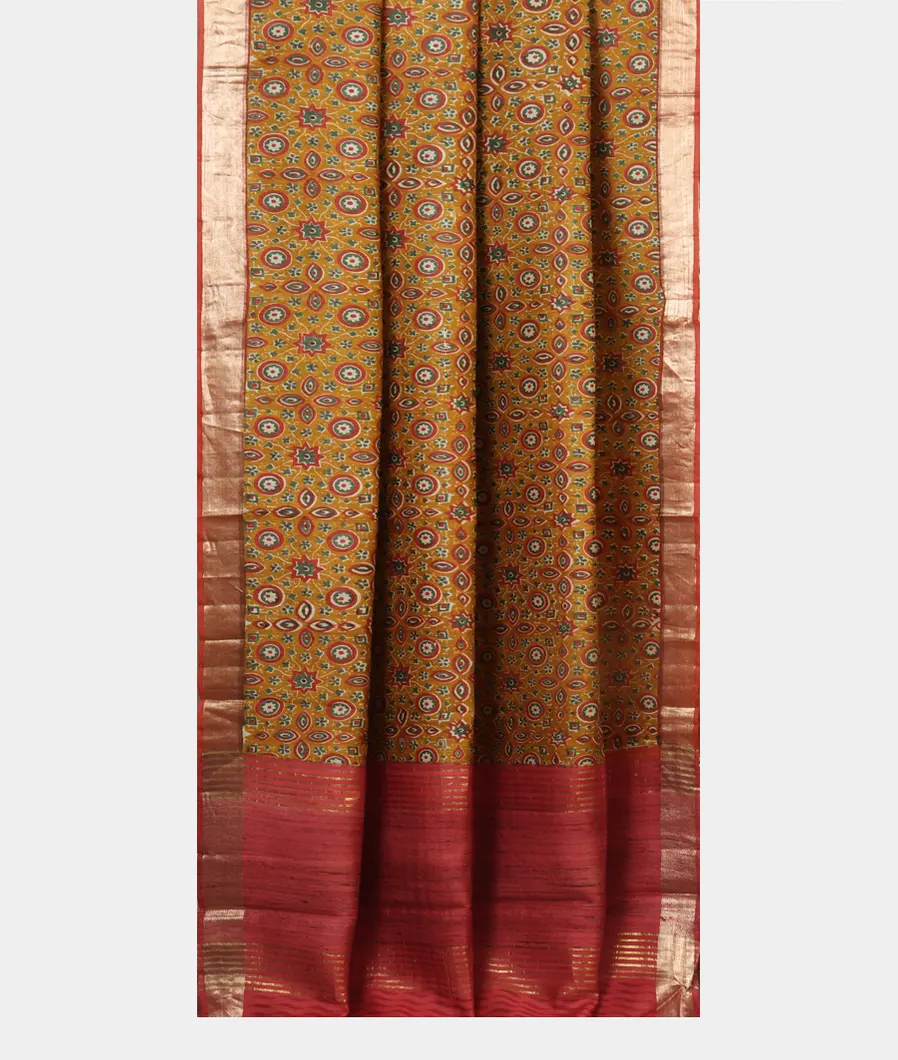 Yellow Soft Tussar Printed Saree T4612772