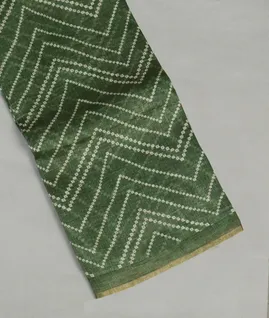 Green Linen Printed Saree T4692891