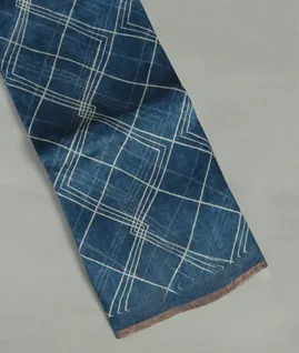 Blue Linen Printed Saree T4692911