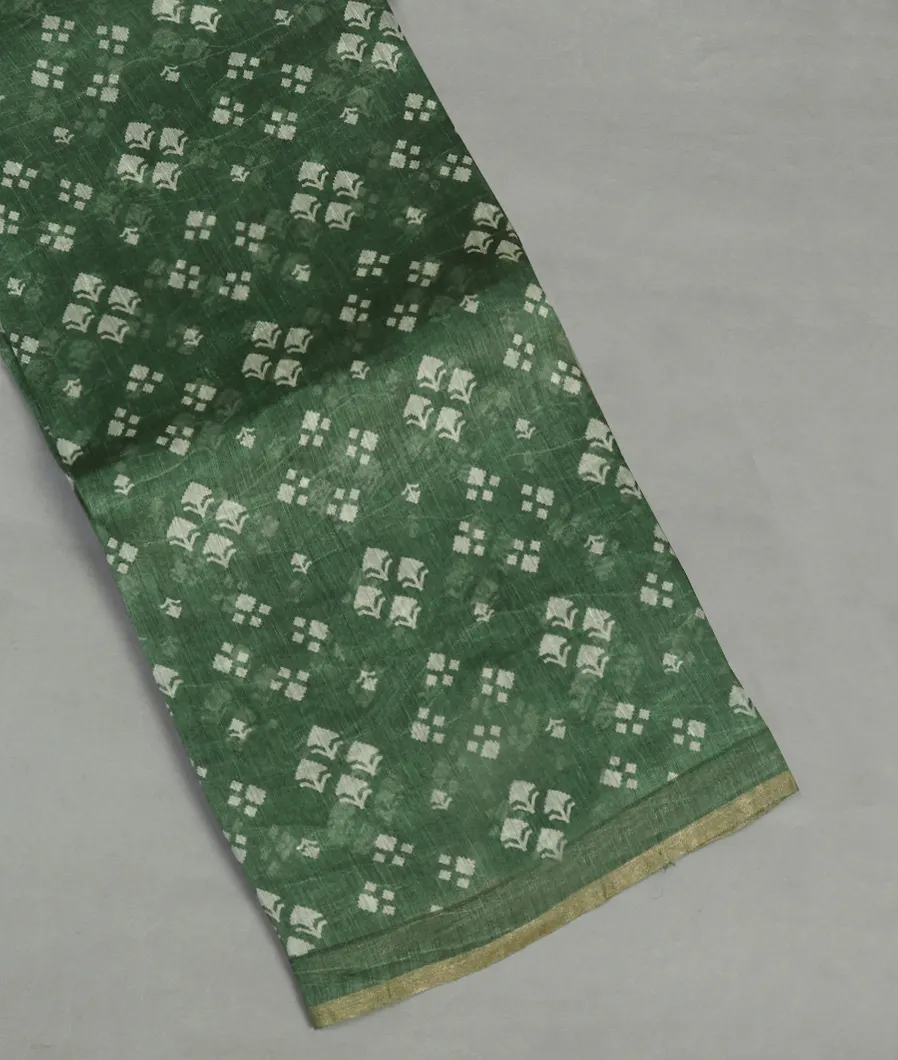 Green Linen Printed Saree T469283-image