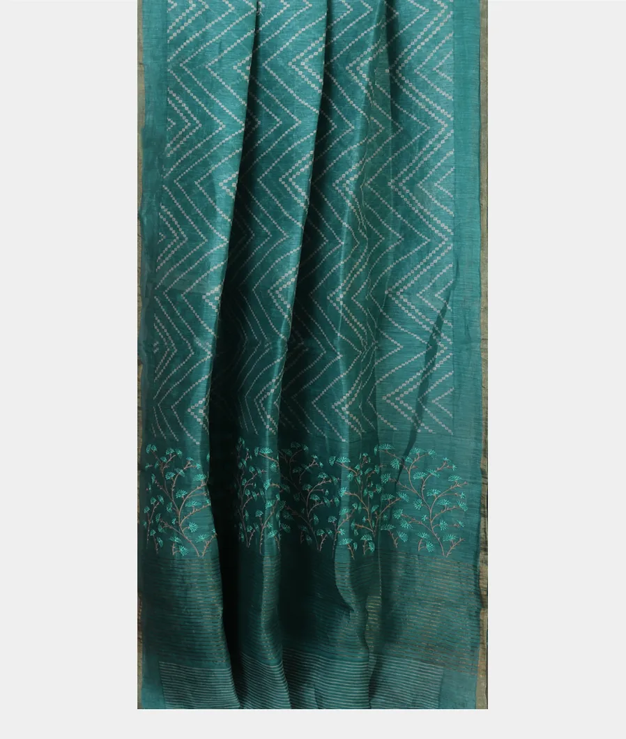 Blue Linen Printed Saree T4692792