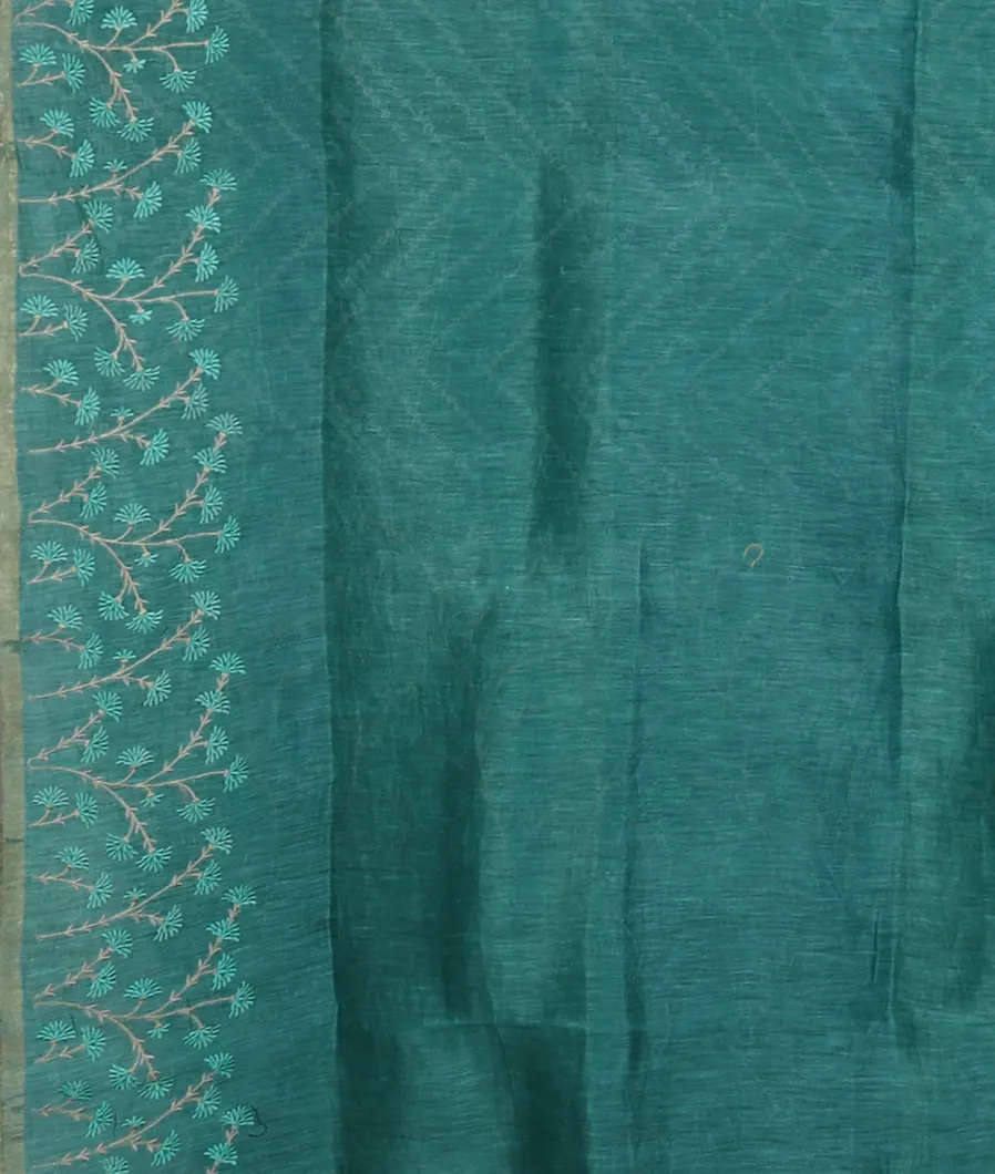 Blue Linen Printed Saree T4692793