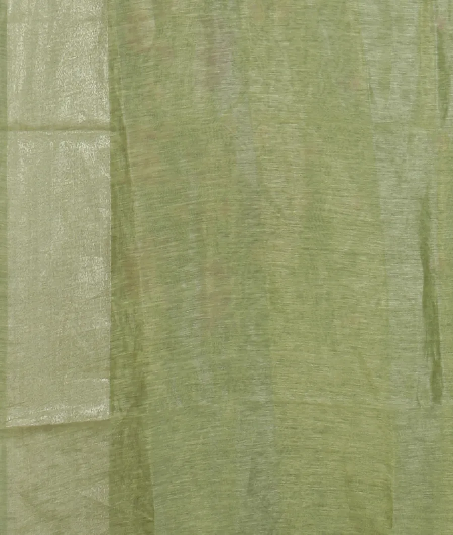 Green Linen Embroidery Saree T4688163